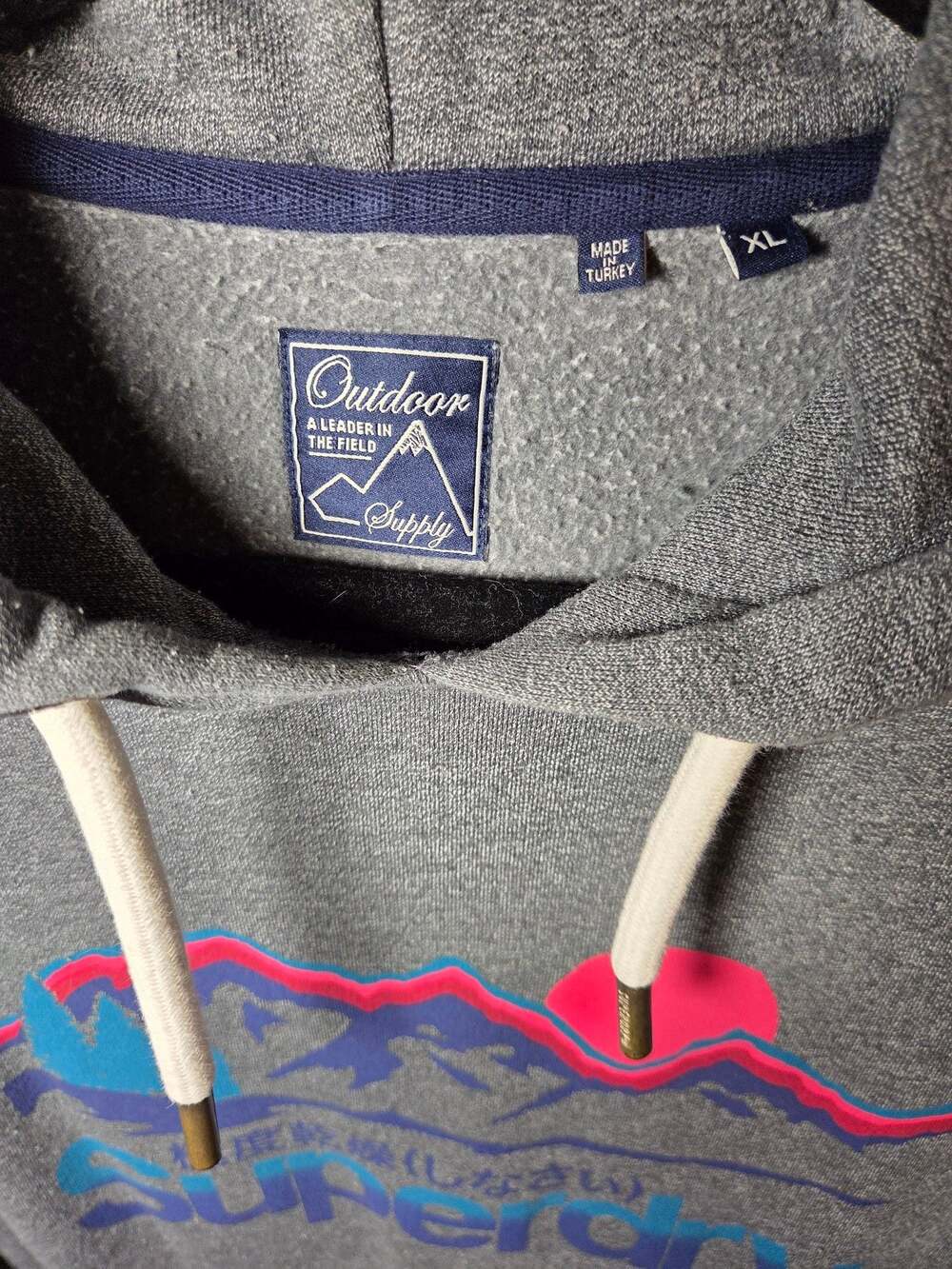 Superdry Men's Core Logo Great Outdoors Graphic Pullover Hoodie Grey Size XL - Picture 3 of 3
